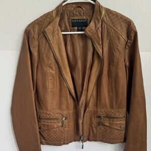 Bernardo‎ Cognac Vegan Leather Moto Jacket | Size M
